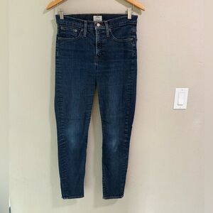 J.Crew 9” High Rise Toothpick Skinny Jeans Dark Wash Size 28